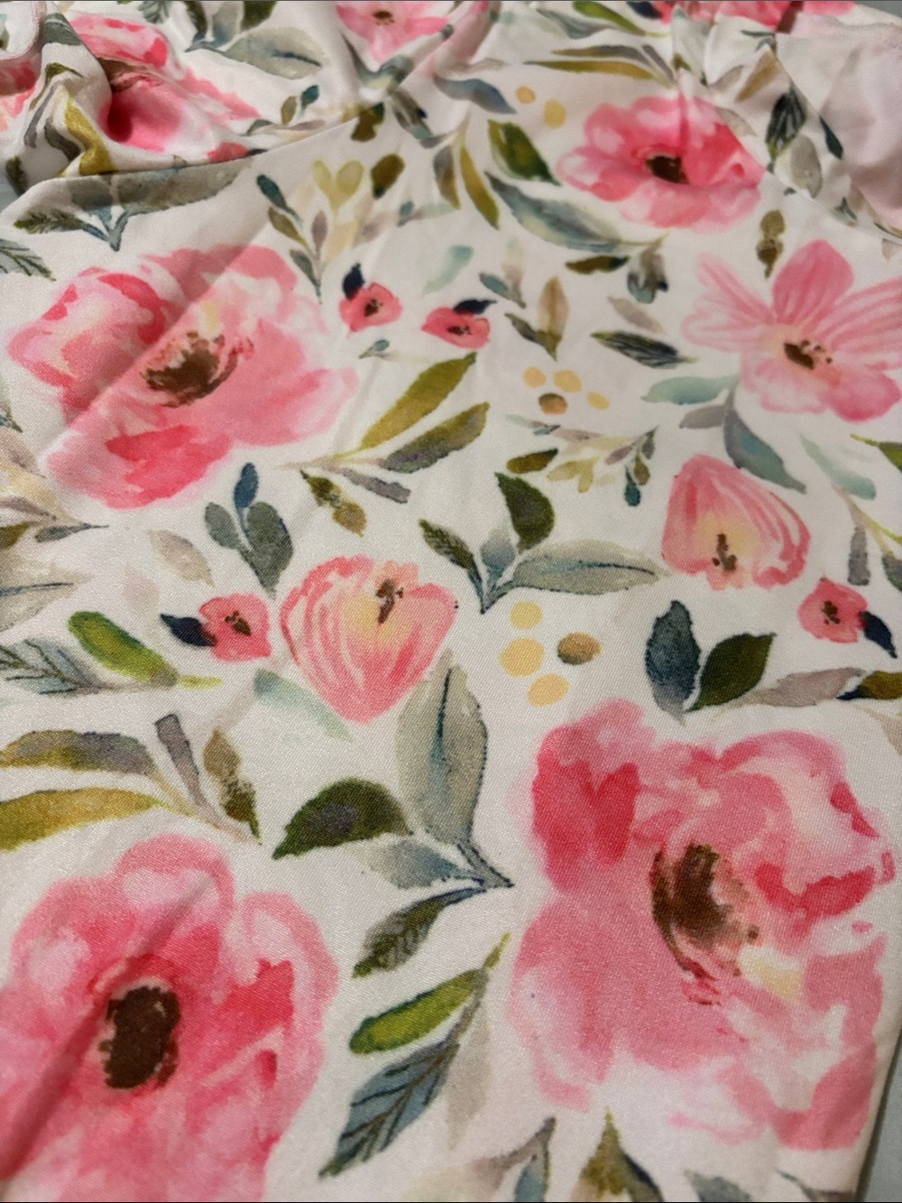Floral Pink Cotton Blend Women's Pajama Top and Bottom Set - Picture 10 of 10